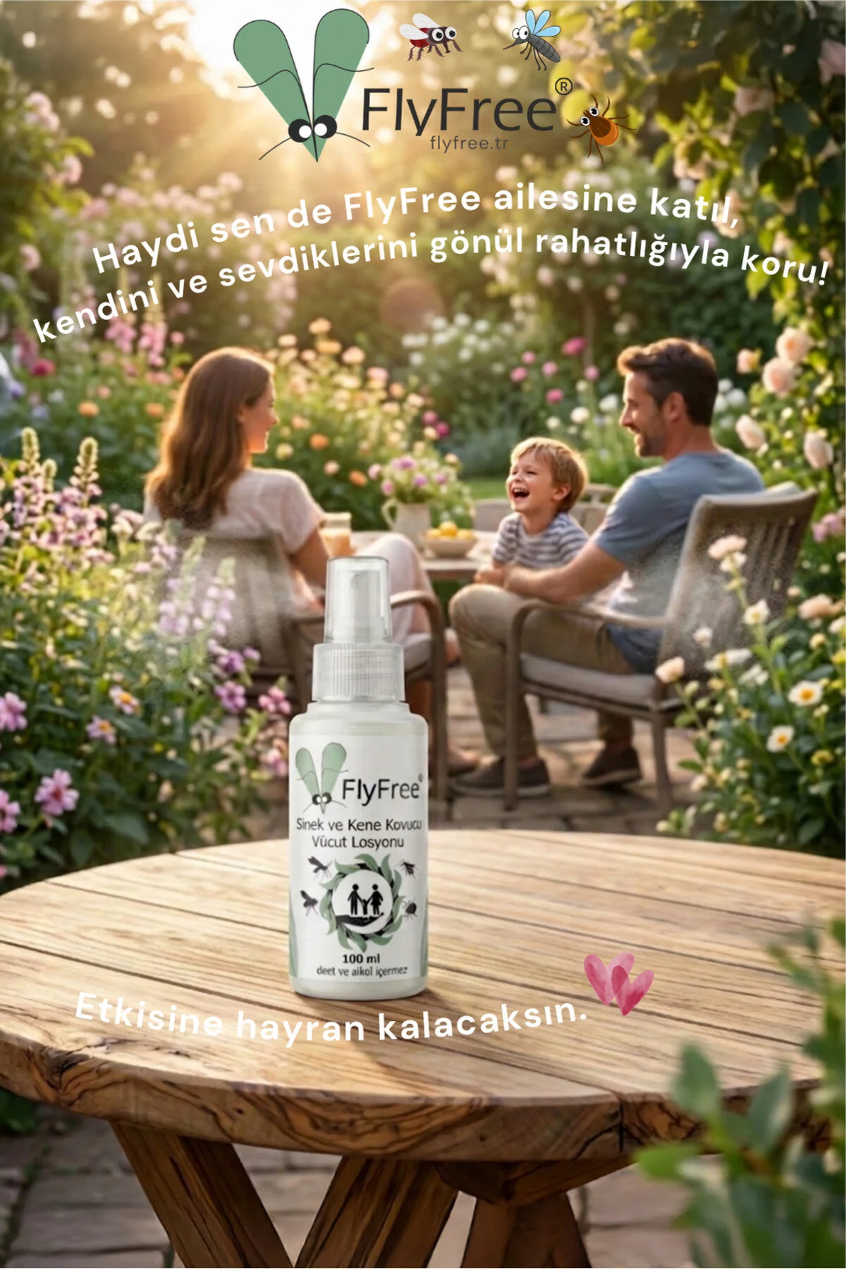 FLYFREE 100 ML. %100 DOĞAL SİVRİSİNEK KENE KOVUCU REPELLENT