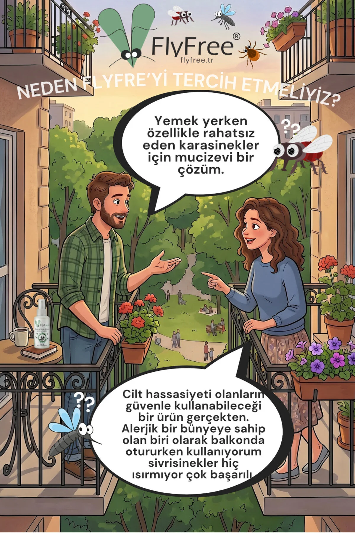 FLYFREE 100 ML. %100 DOĞAL SİVRİSİNEK KENE KOVUCU REPELLENT