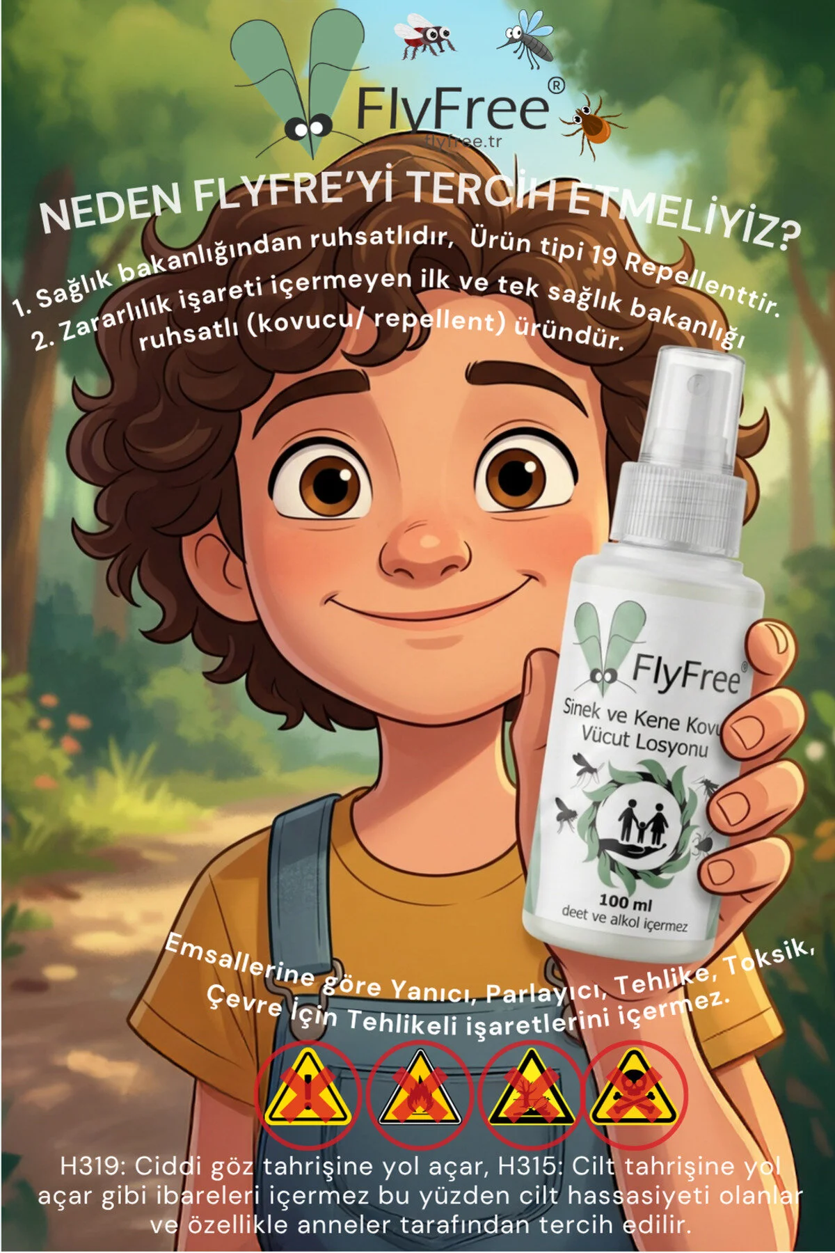 FLYFREE 100 ML. %100 DOĞAL SİVRİSİNEK KENE KOVUCU REPELLENT